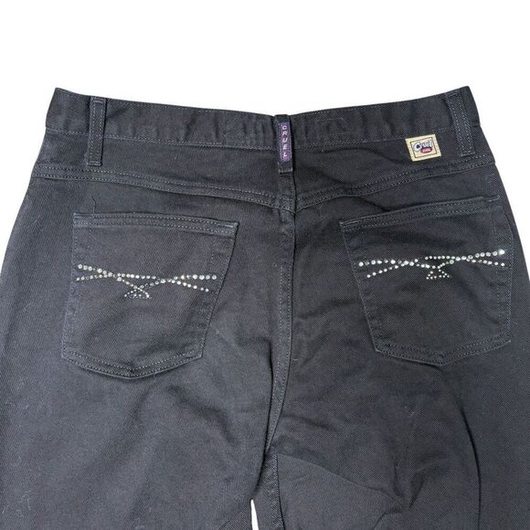 Cruel Girls Low Rise Relaxed Fit Jeans Black Size 11 Long Jeweled Pockets - Picture 5 of 8